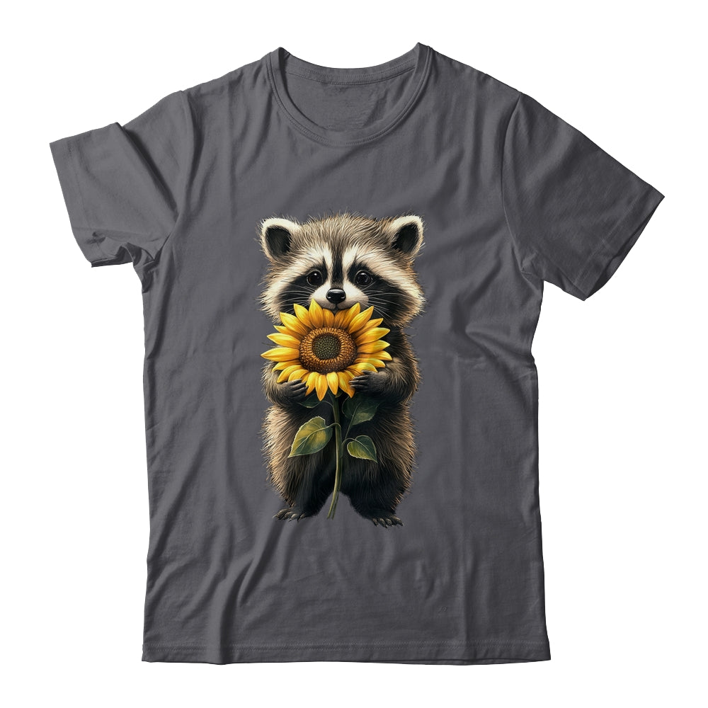 Raccoon Holding Sunflower Cute Flower Mothers Day Women Girl Shirt & Tank Top | siriusteestore