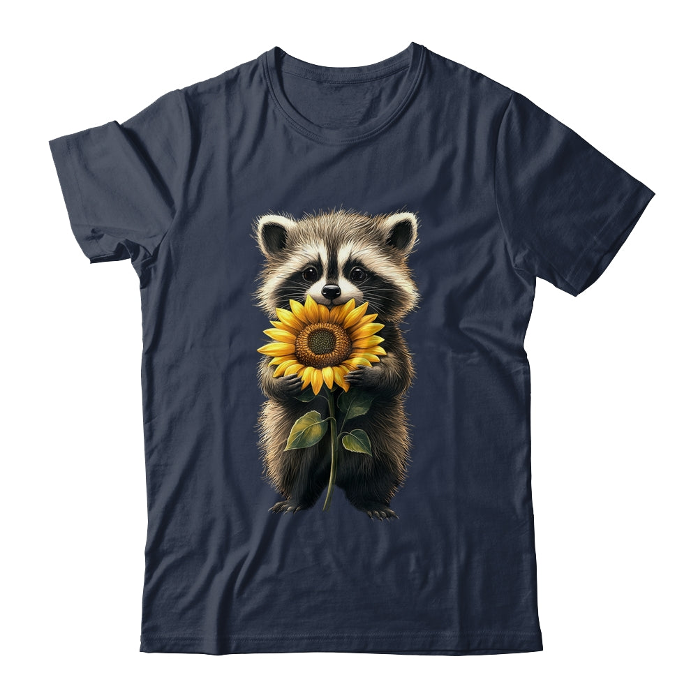 Raccoon Holding Sunflower Cute Flower Mothers Day Women Girl Shirt & Tank Top | siriusteestore