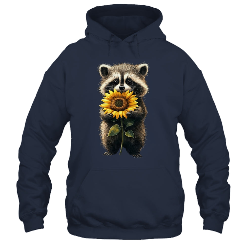 Raccoon Holding Sunflower Cute Flower Mothers Day Women Girl Shirt & Tank Top | siriusteestore