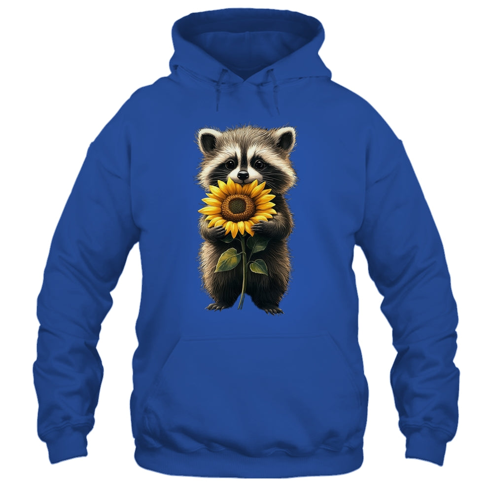 Raccoon Holding Sunflower Cute Flower Mothers Day Women Girl Shirt & Tank Top | siriusteestore