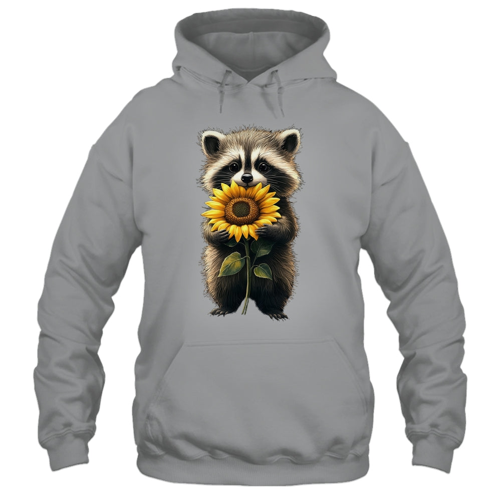 Raccoon Holding Sunflower Cute Flower Mothers Day Women Girl Shirt & Tank Top | siriusteestore