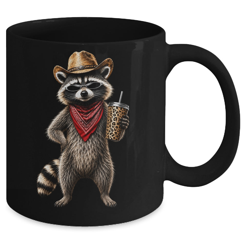 Raccoon Leopard Coffee Western Cowgirl Cowboy Funny Animal Mug | siriusteestore