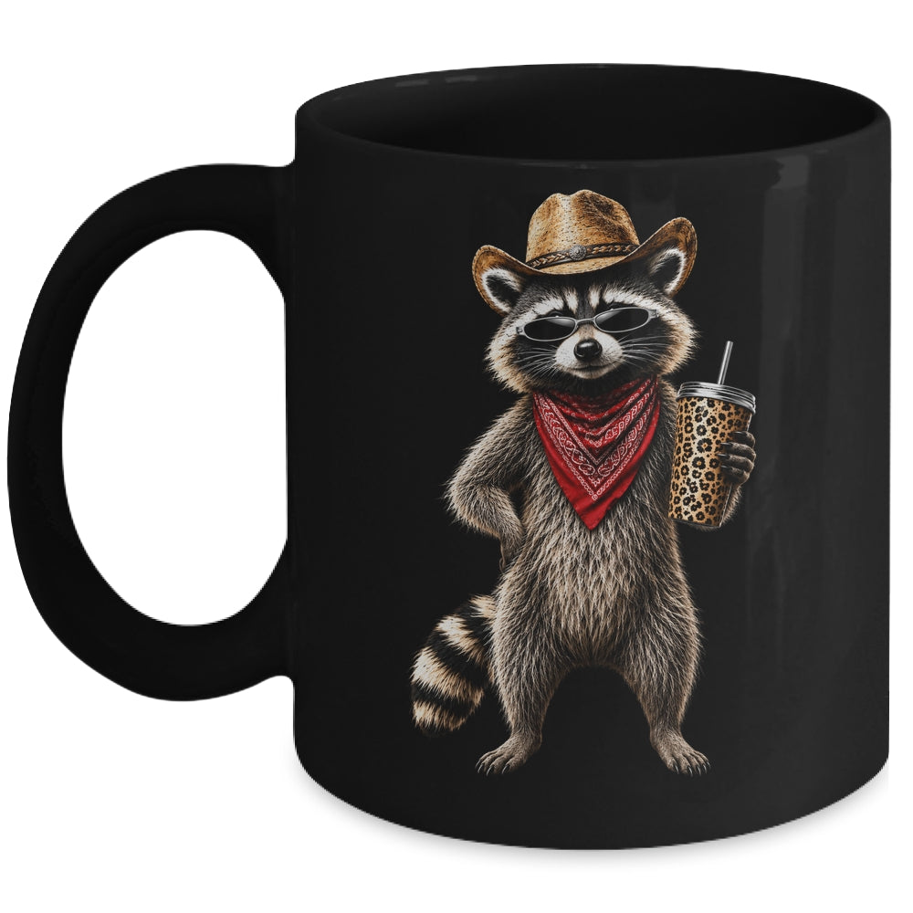 Raccoon Leopard Coffee Western Cowgirl Cowboy Funny Animal Mug | siriusteestore