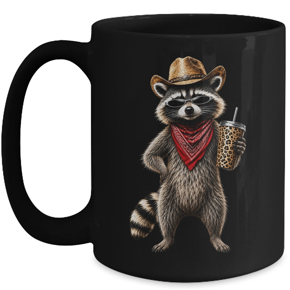 Raccoon Leopard Coffee Western Cowgirl Cowboy Funny Animal Mug | siriusteestore