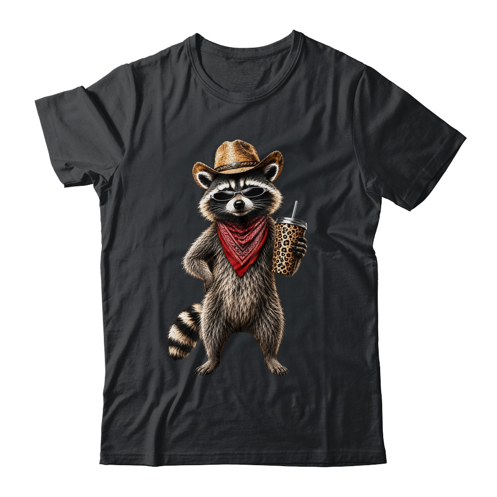 Raccoon Leopard Coffee Western Cowgirl Cowboy Funny Animal Shirt & Tank Top | siriusteestore
