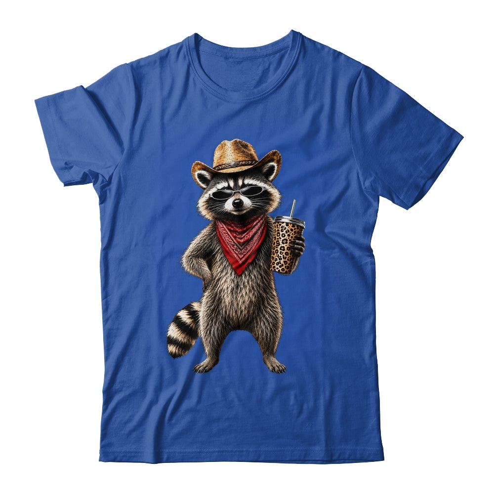 Raccoon Leopard Coffee Western Cowgirl Cowboy Funny Animal Shirt & Tank Top | siriusteestore