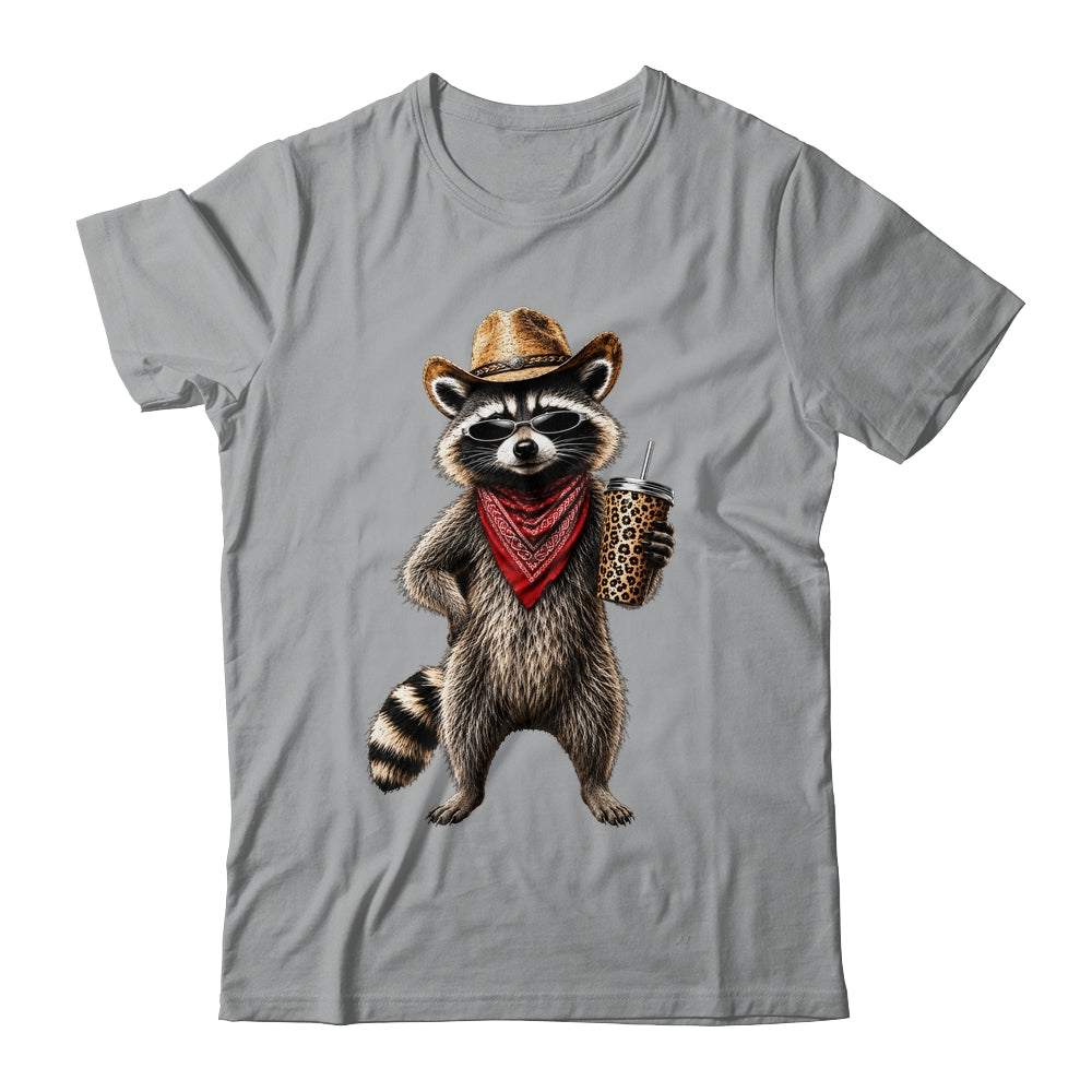 Raccoon Leopard Coffee Western Cowgirl Cowboy Funny Animal Shirt & Tank Top | siriusteestore