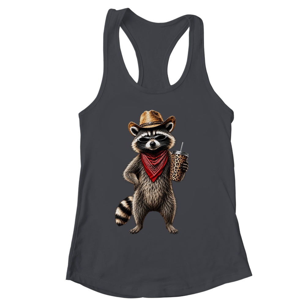 Raccoon Leopard Coffee Western Cowgirl Cowboy Funny Animal Shirt & Tank Top | siriusteestore