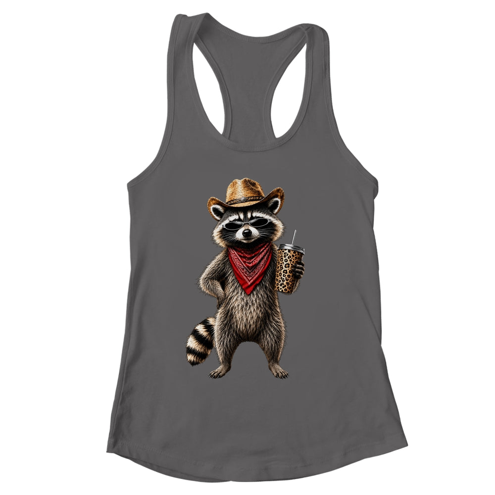 Raccoon Leopard Coffee Western Cowgirl Cowboy Funny Animal Shirt & Tank Top | siriusteestore