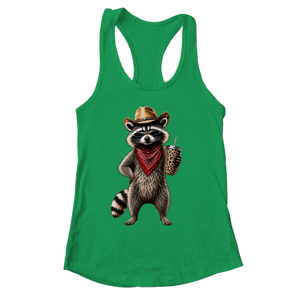 Raccoon Leopard Coffee Western Cowgirl Cowboy Funny Animal Shirt & Tank Top | siriusteestore