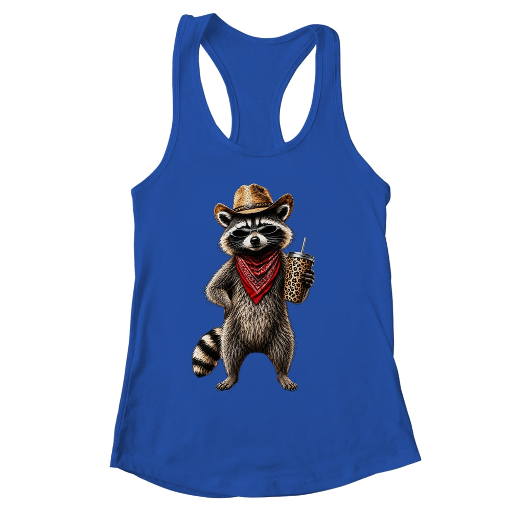 Raccoon Leopard Coffee Western Cowgirl Cowboy Funny Animal Shirt & Tank Top | siriusteestore