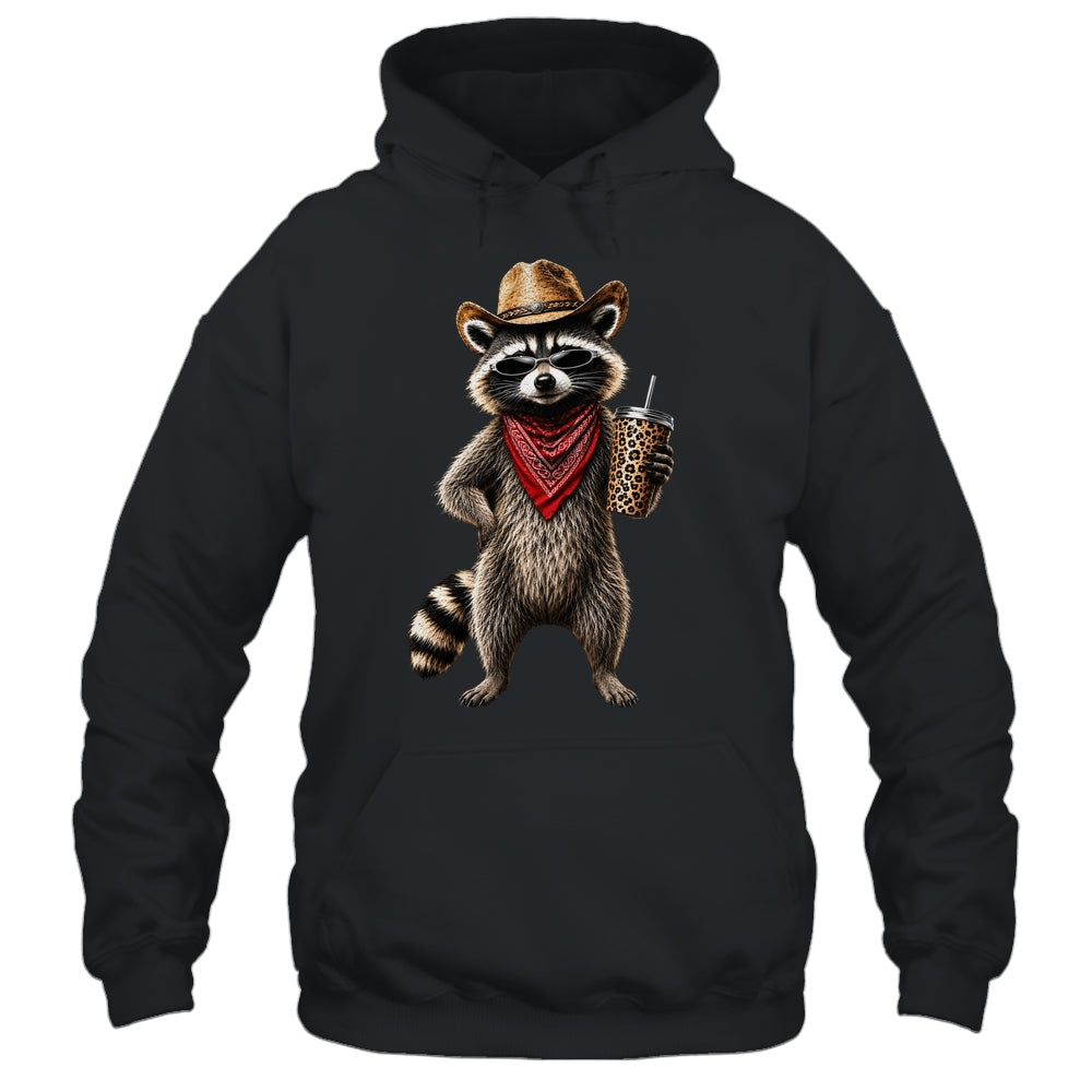 Raccoon Leopard Coffee Western Cowgirl Cowboy Funny Animal Shirt & Tank Top | siriusteestore