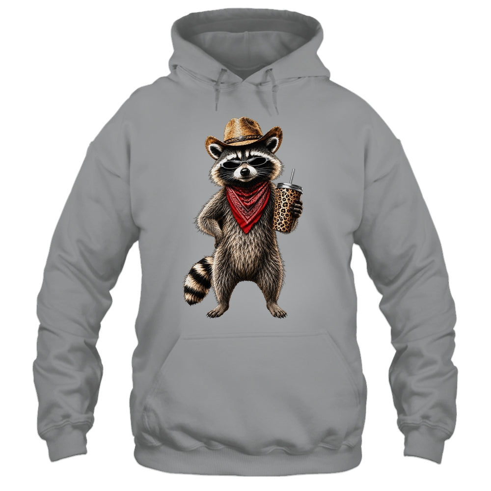 Raccoon Leopard Coffee Western Cowgirl Cowboy Funny Animal Shirt & Tank Top | siriusteestore