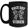 Race Day Vibes Checkered Coquette Bow Car Racing Mom Womens Mug | siriusteestore