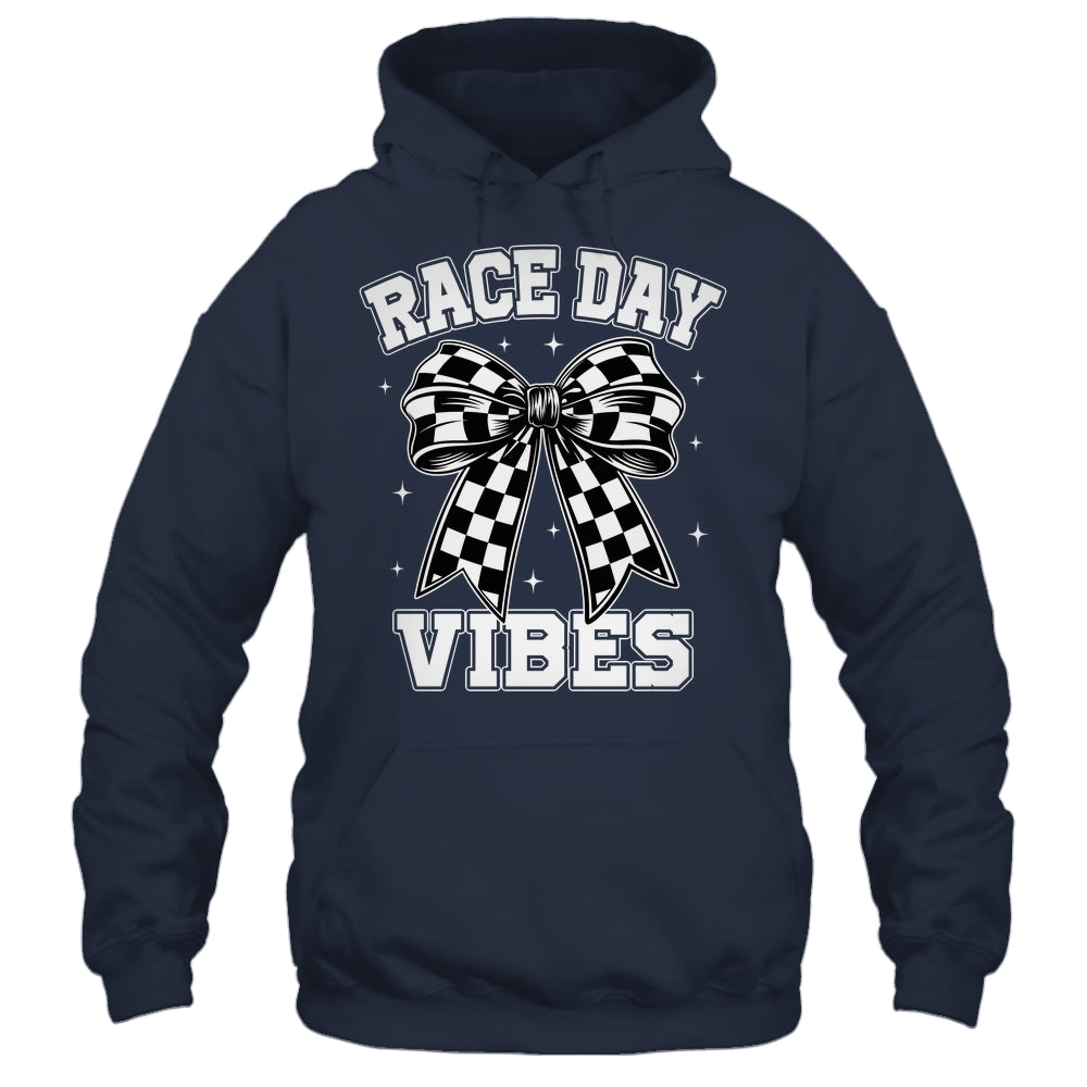 Race Day Vibes Checkered Coquette Bow Car Racing Mom Womens Shirt & Tank Top | siriusteestore