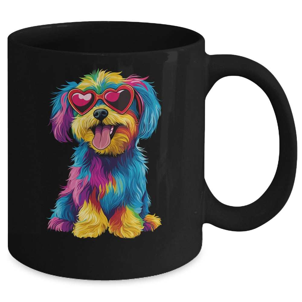 Rainbow Cute Dog Wearing Glasses Heart Puppy Love Dog Funny Mug | siriusteestore