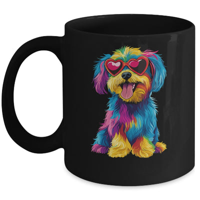 Rainbow Cute Dog Wearing Glasses Heart Puppy Love Dog Funny Mug | siriusteestore