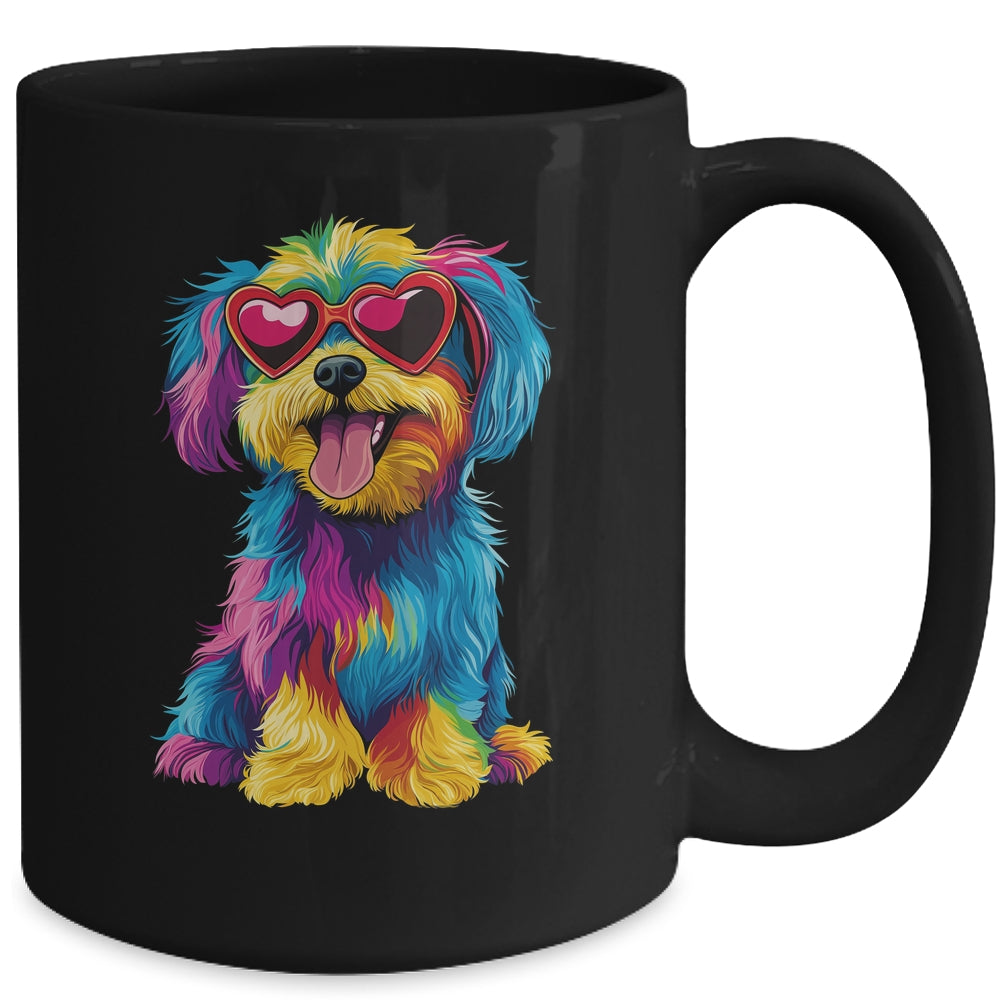 Rainbow Cute Dog Wearing Glasses Heart Puppy Love Dog Funny Mug | siriusteestore