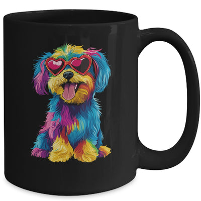 Rainbow Cute Dog Wearing Glasses Heart Puppy Love Dog Funny Mug | siriusteestore