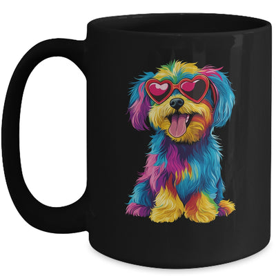 Rainbow Cute Dog Wearing Glasses Heart Puppy Love Dog Funny Mug | siriusteestore