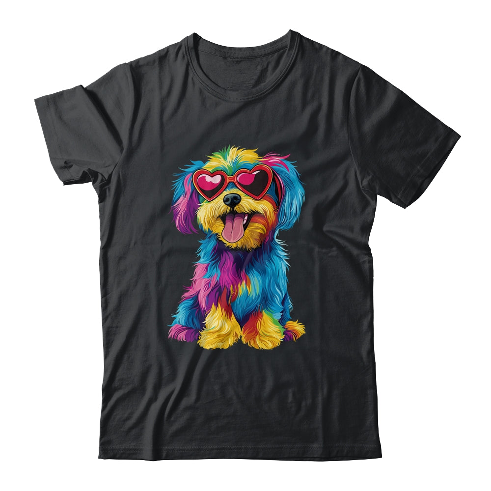 Rainbow Cute Dog Wearing Glasses Heart Puppy Love Dog Funny Shirt & Tank Top | siriusteestore