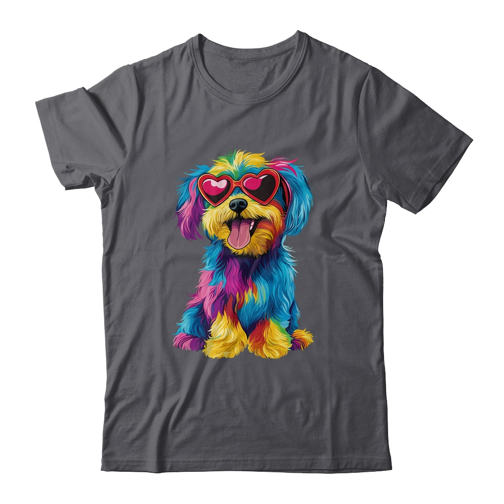 Rainbow Cute Dog Wearing Glasses Heart Puppy Love Dog Funny Shirt & Tank Top | siriusteestore