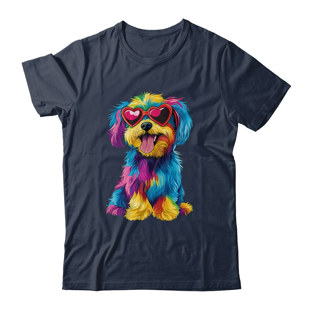 Rainbow Cute Dog Wearing Glasses Heart Puppy Love Dog Funny Shirt & Tank Top | siriusteestore