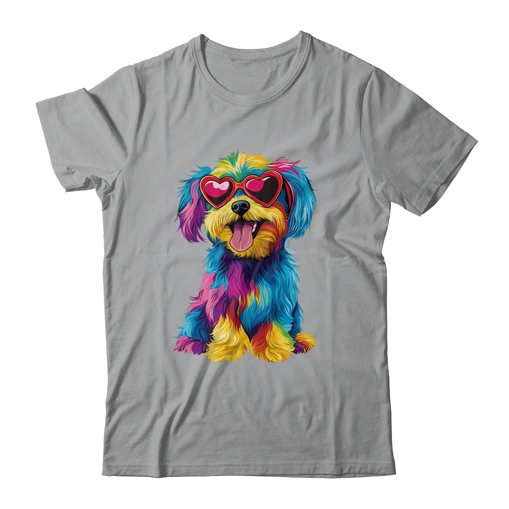 Rainbow Cute Dog Wearing Glasses Heart Puppy Love Dog Funny Shirt & Tank Top | siriusteestore