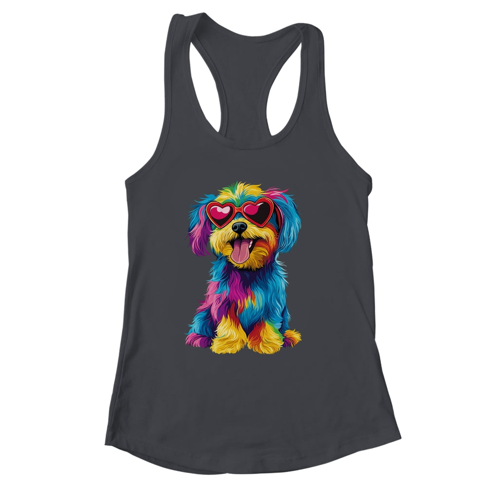 Rainbow Cute Dog Wearing Glasses Heart Puppy Love Dog Funny Shirt & Tank Top | siriusteestore