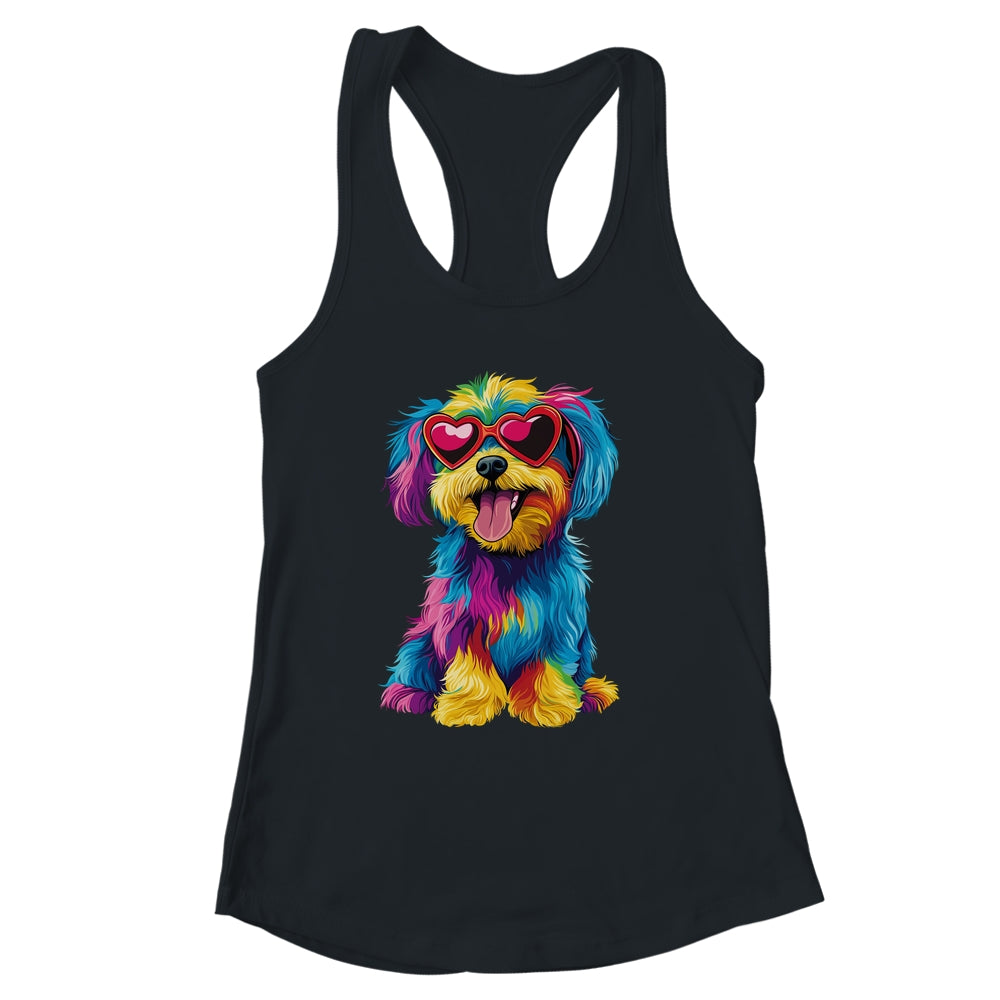 Rainbow Cute Dog Wearing Glasses Heart Puppy Love Dog Funny Shirt & Tank Top | siriusteestore