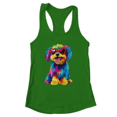 Rainbow Cute Dog Wearing Glasses Heart Puppy Love Dog Funny Shirt & Tank Top | siriusteestore