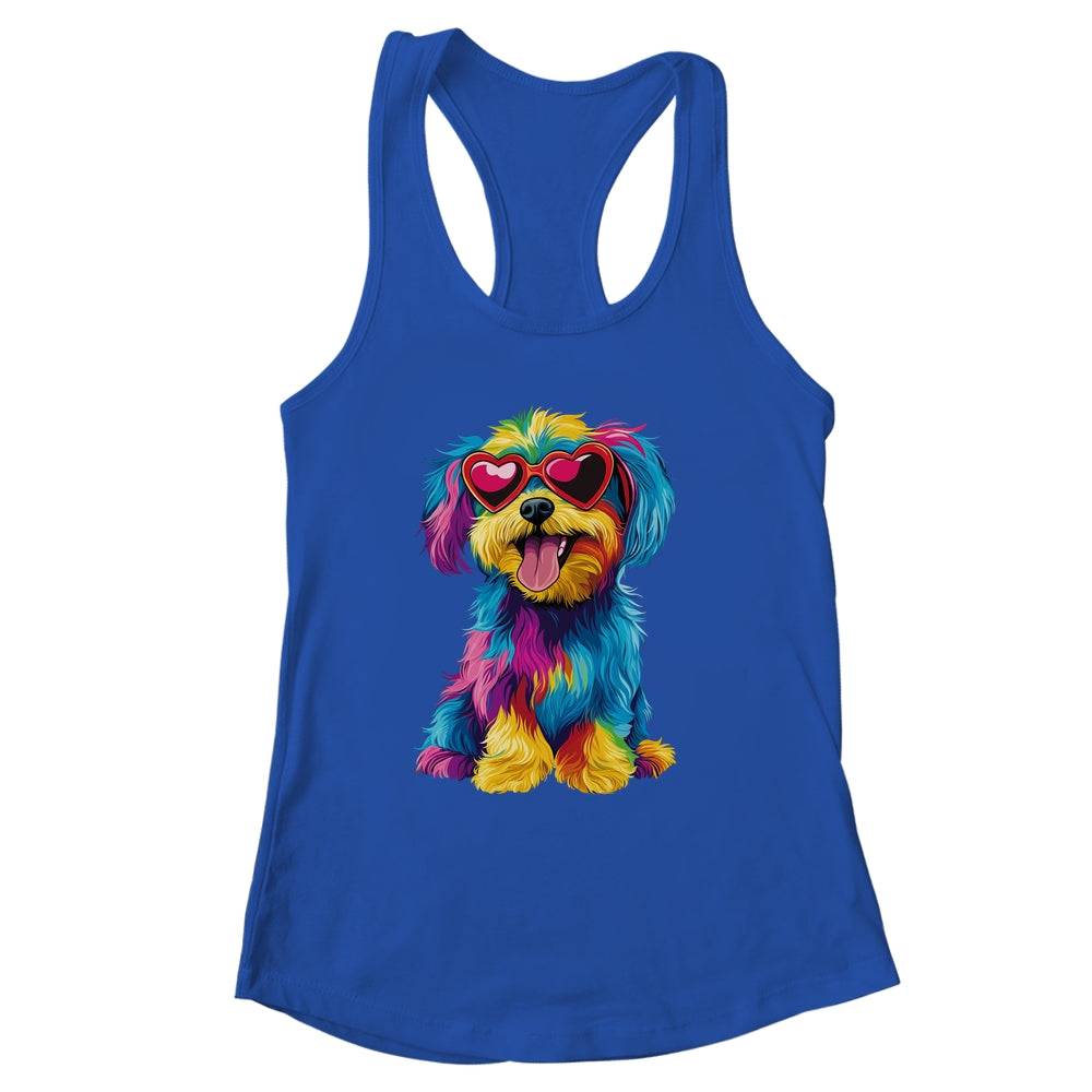 Rainbow Cute Dog Wearing Glasses Heart Puppy Love Dog Funny Shirt & Tank Top | siriusteestore