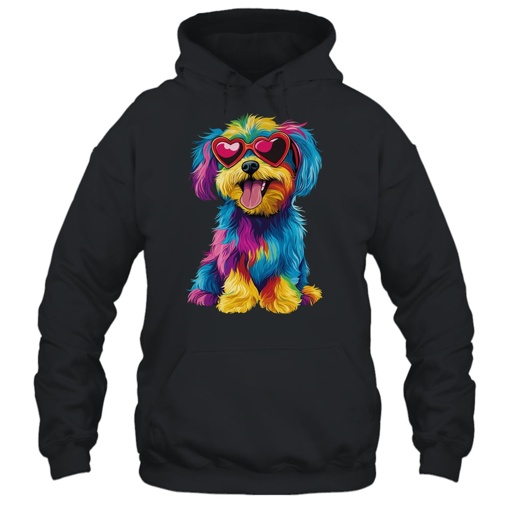 Rainbow Cute Dog Wearing Glasses Heart Puppy Love Dog Funny Shirt & Tank Top | siriusteestore