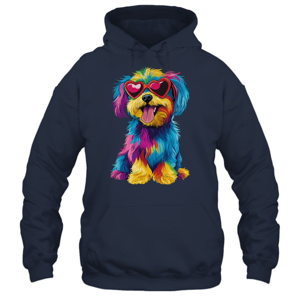 Rainbow Cute Dog Wearing Glasses Heart Puppy Love Dog Funny Shirt & Tank Top | siriusteestore