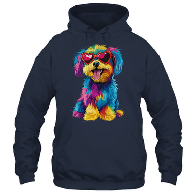 Rainbow Cute Dog Wearing Glasses Heart Puppy Love Dog Funny Shirt & Tank Top | siriusteestore