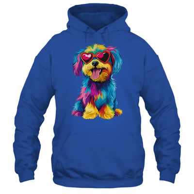 Rainbow Cute Dog Wearing Glasses Heart Puppy Love Dog Funny Shirt & Tank Top | siriusteestore