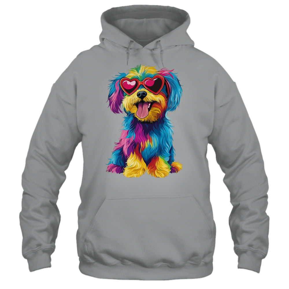 Rainbow Cute Dog Wearing Glasses Heart Puppy Love Dog Funny Shirt & Tank Top | siriusteestore