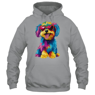 Rainbow Cute Dog Wearing Glasses Heart Puppy Love Dog Funny Shirt & Tank Top | siriusteestore