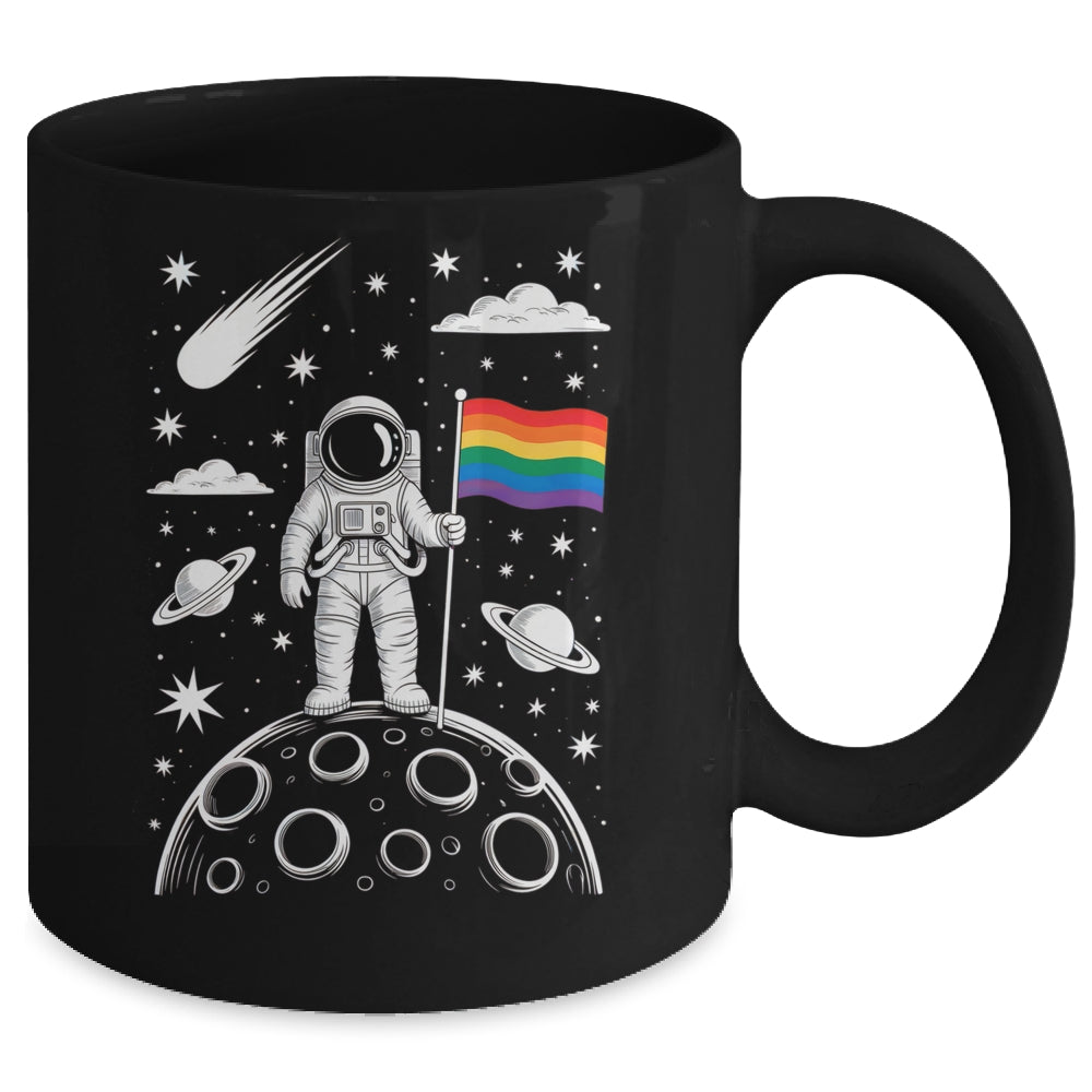 Rainbow Flag Space LGBTQ Gay Pride Astronaut Moon Men Women Mug | siriusteestore