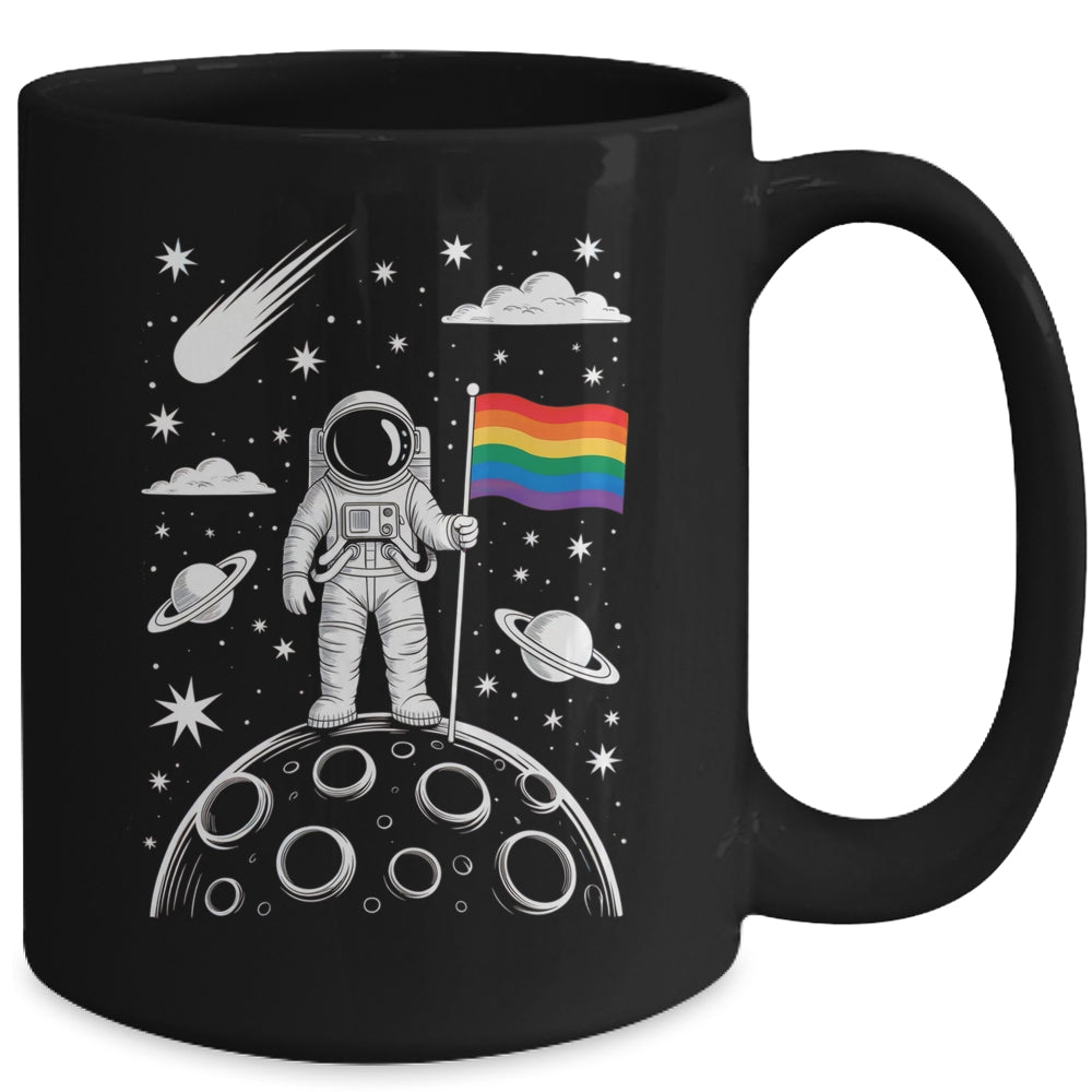 Rainbow Flag Space LGBTQ Gay Pride Astronaut Moon Men Women Mug | siriusteestore