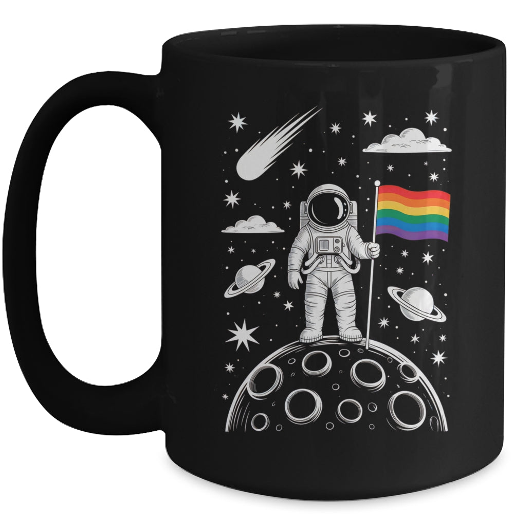 Rainbow Flag Space LGBTQ Gay Pride Astronaut Moon Men Women Mug | siriusteestore