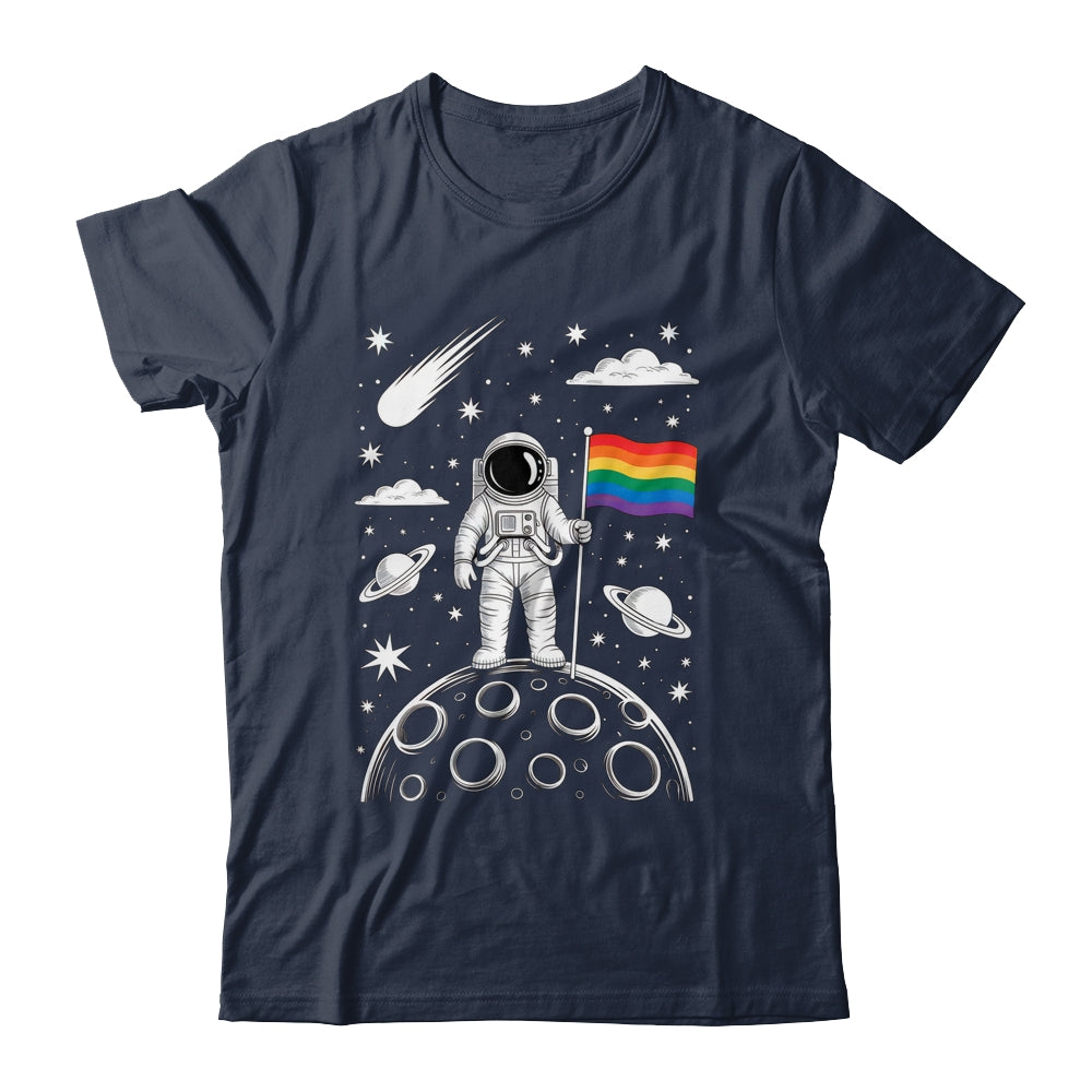Rainbow Flag Space LGBTQ Gay Pride Astronaut Moon Men Women Shirt & Hoodie | siriusteestore
