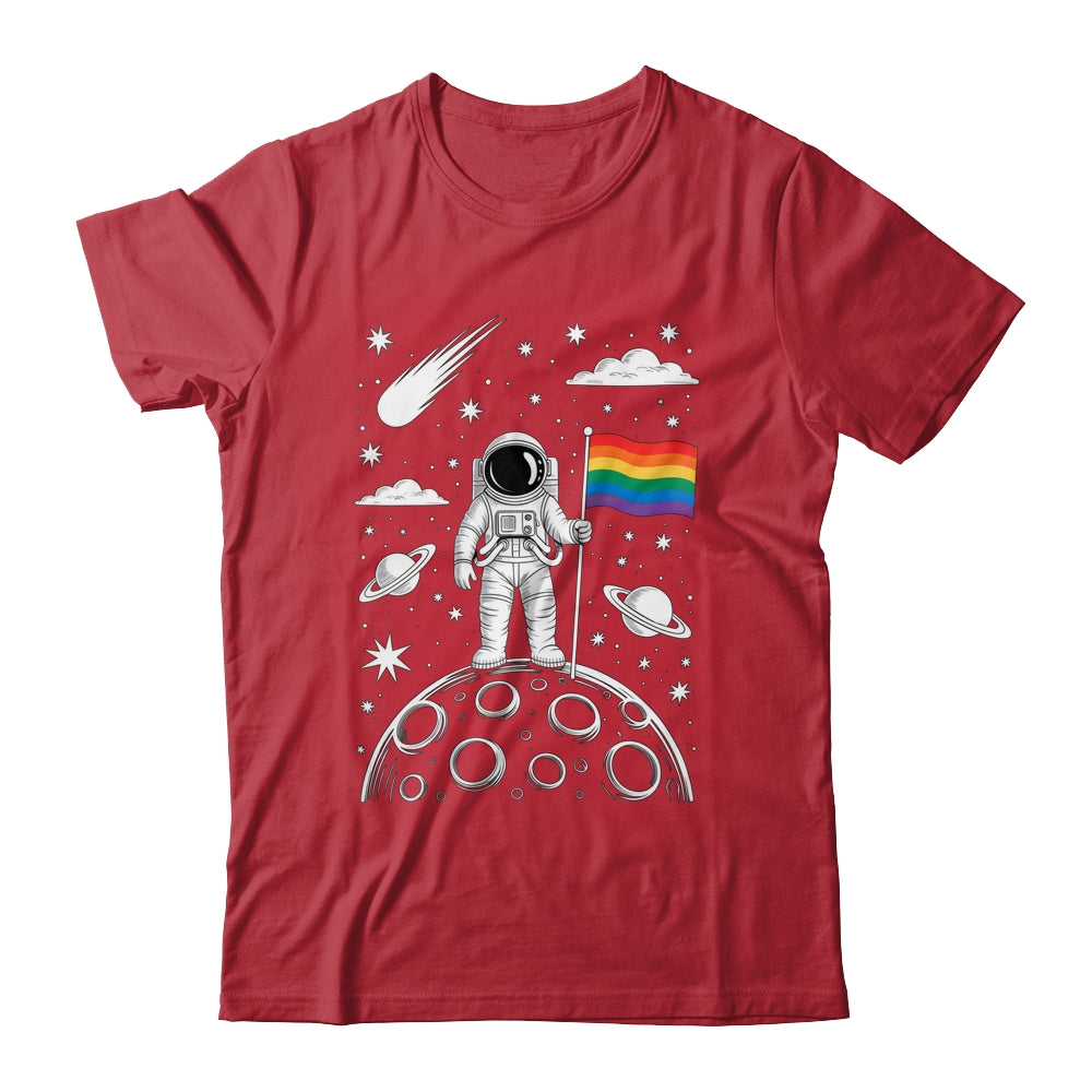 Rainbow Flag Space LGBTQ Gay Pride Astronaut Moon Men Women Shirt & Hoodie | siriusteestore