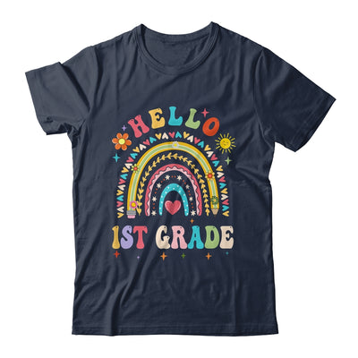 Rainbow Heart For Teachers Women Hello First Grade Shirt & Hoodie | siriusteestore