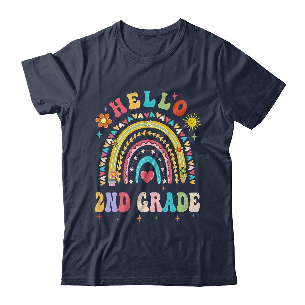 Rainbow Heart For Teachers Women Hello Second Grade Shirt & Hoodie | siriusteestore