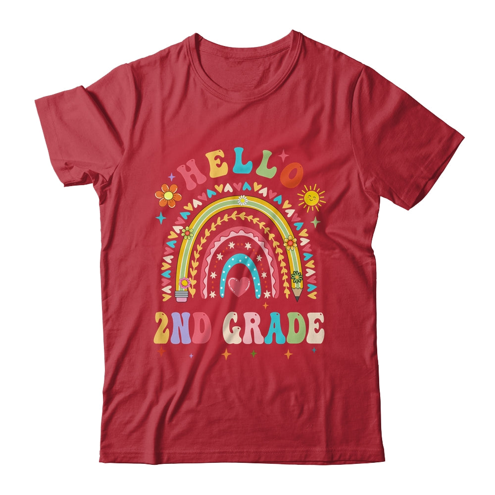 Rainbow Heart For Teachers Women Hello Second Grade Shirt & Hoodie | siriusteestore