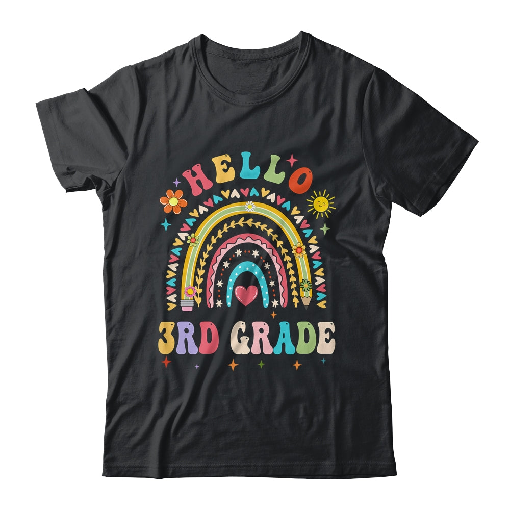 Rainbow Heart For Teachers Women Hello Third Grade Shirt & Hoodie | siriusteestore