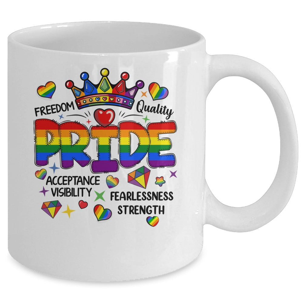 Rainbow LGBT Pride Gay LGBTQ Men Women Equality Freedom Mug | siriusteestore
