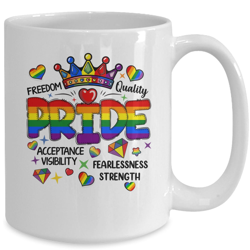 Rainbow LGBT Pride Gay LGBTQ Men Women Equality Freedom Mug | siriusteestore