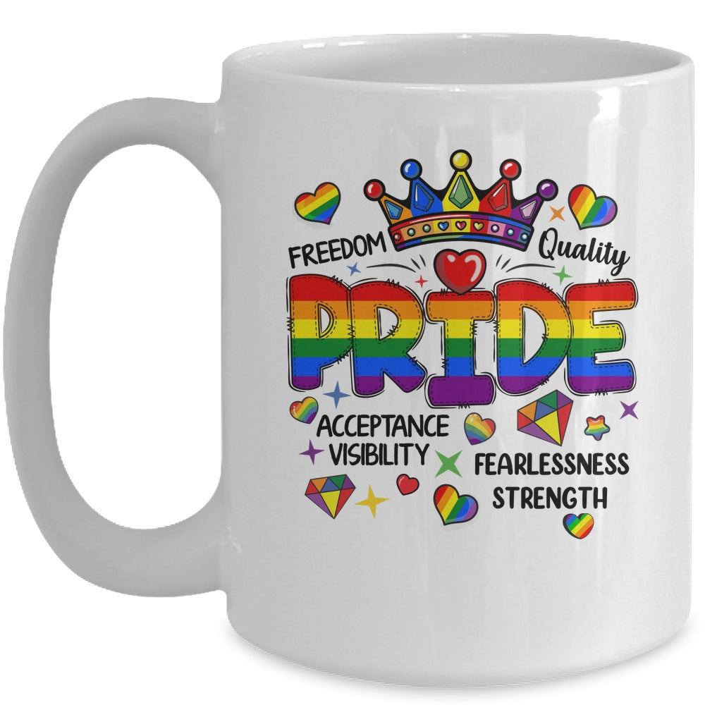Rainbow LGBT Pride Gay LGBTQ Men Women Equality Freedom Mug | siriusteestore